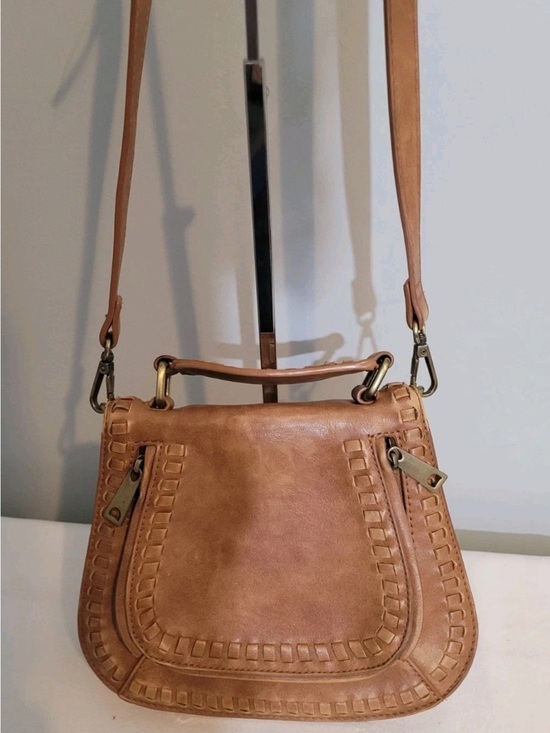 Altar'd State Handbags - Altar’d State Satchel Crossbody Bag Brown Whipstitch Faux Leather Shoulder Purse